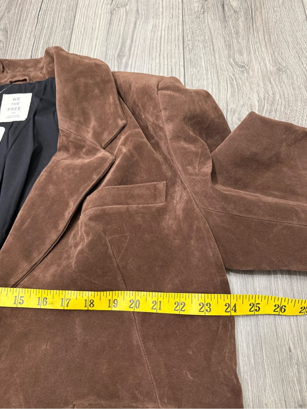 NWT Free People Paper Cut Faux Suede Blazer BROWN BEAR SZ L - Picture 10 of 10